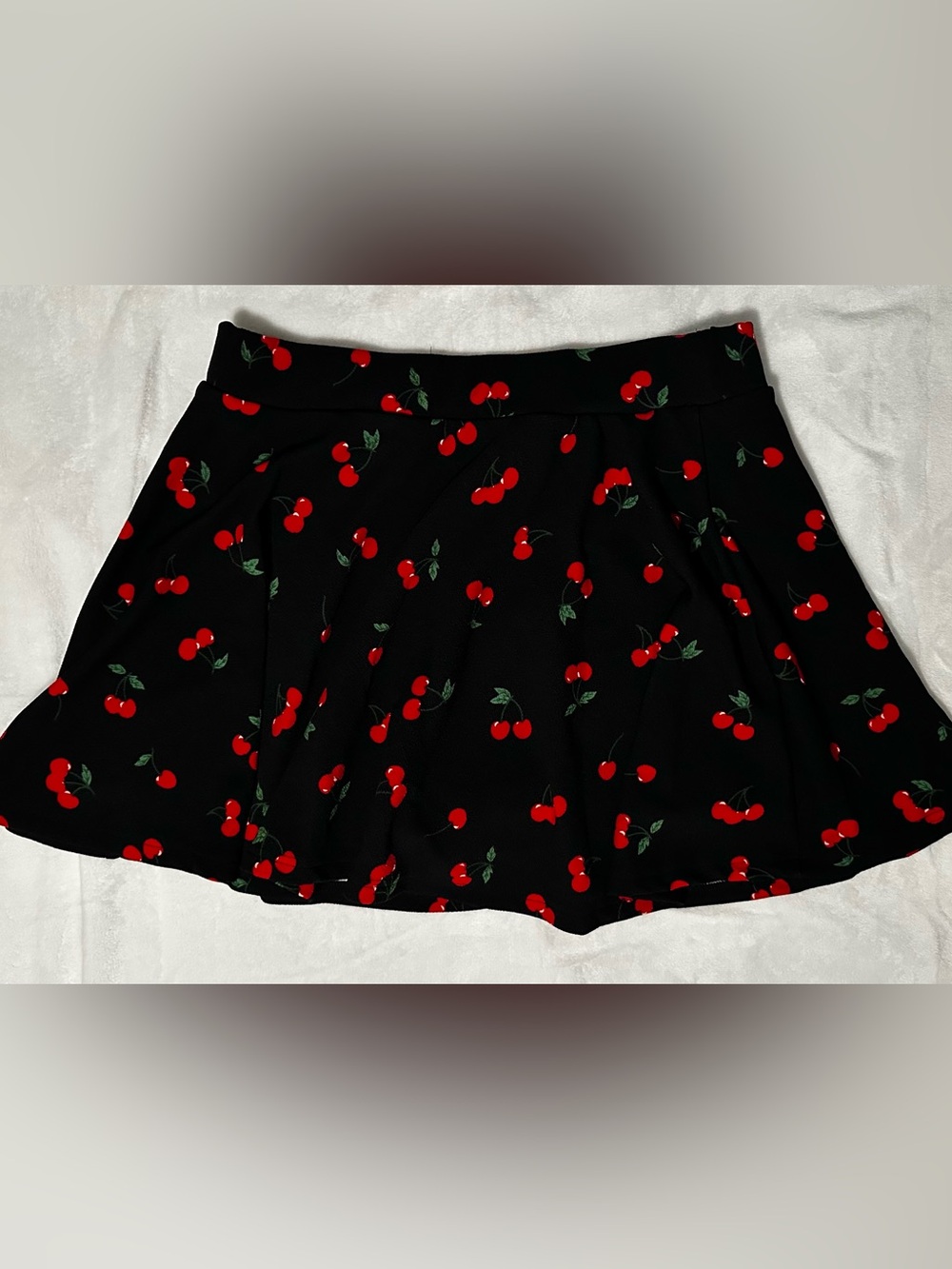 0XL Black Cherry Print Skater Skirt - Women